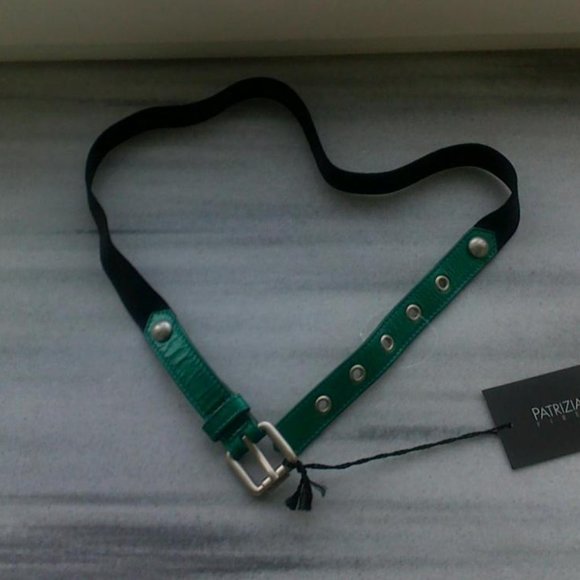 NWT PATRIZIA PEPE Women\'s Elastic Thin Waist Belt Emerald Decor main image 5